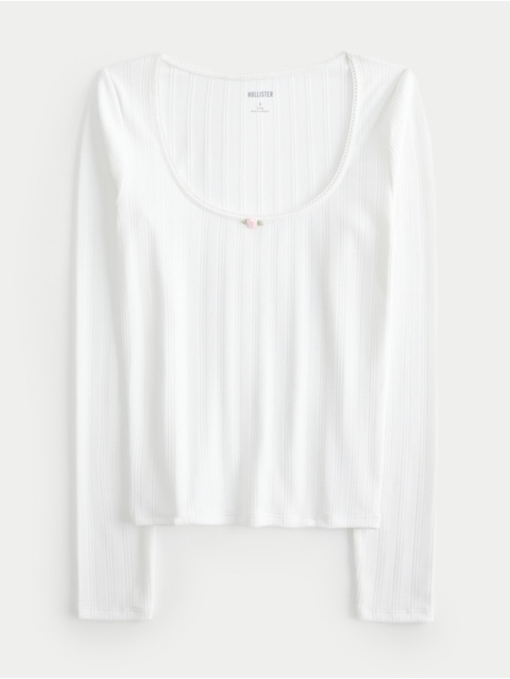 Hollister Pointelle Seamless Fabric Scoop Top in White